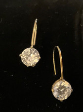 Sterling Silver Cubic Zirconia CZ Dangle Earrings 6.8mm