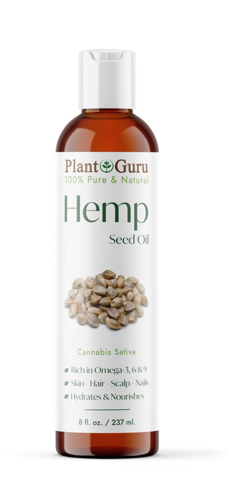 Hemp Seed Oil 8 oz. Cold Pressed 100% Pure Unrefined Natural