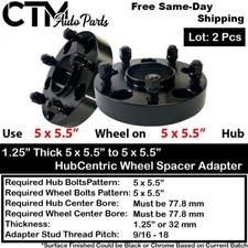 2x 1.25 Thick 5x5.5 Hubcentric Wheel Adapter Spacer Fit Ram1500 Dakota Durango