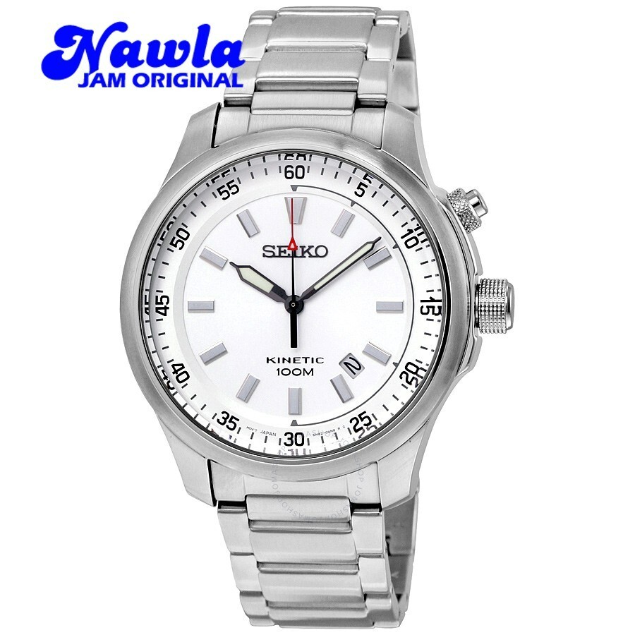 SEIKO Kinetic 腕時計 ホワイトダイヤル Brand New Seiko Kinetic SKA683P1 White Dial Power Indicator 5M82