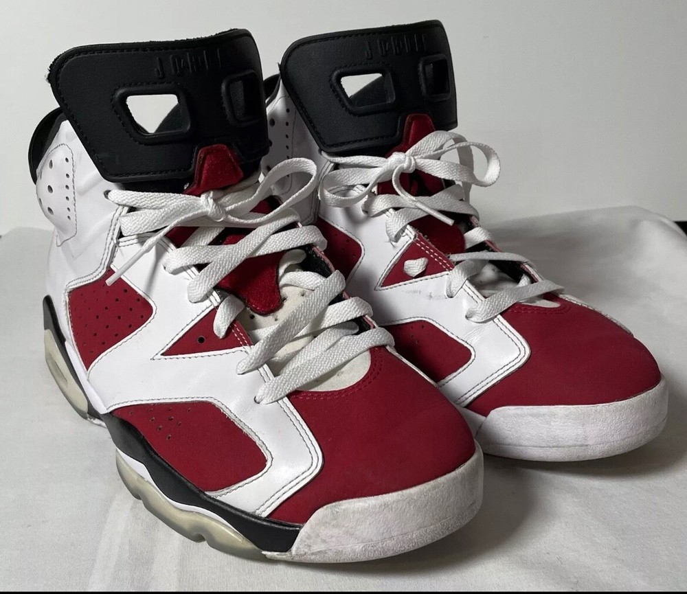 Nike Air Jordan 6 OG Retro Carmine Red & White Mid Sneakers CT8520-106 Sz 10