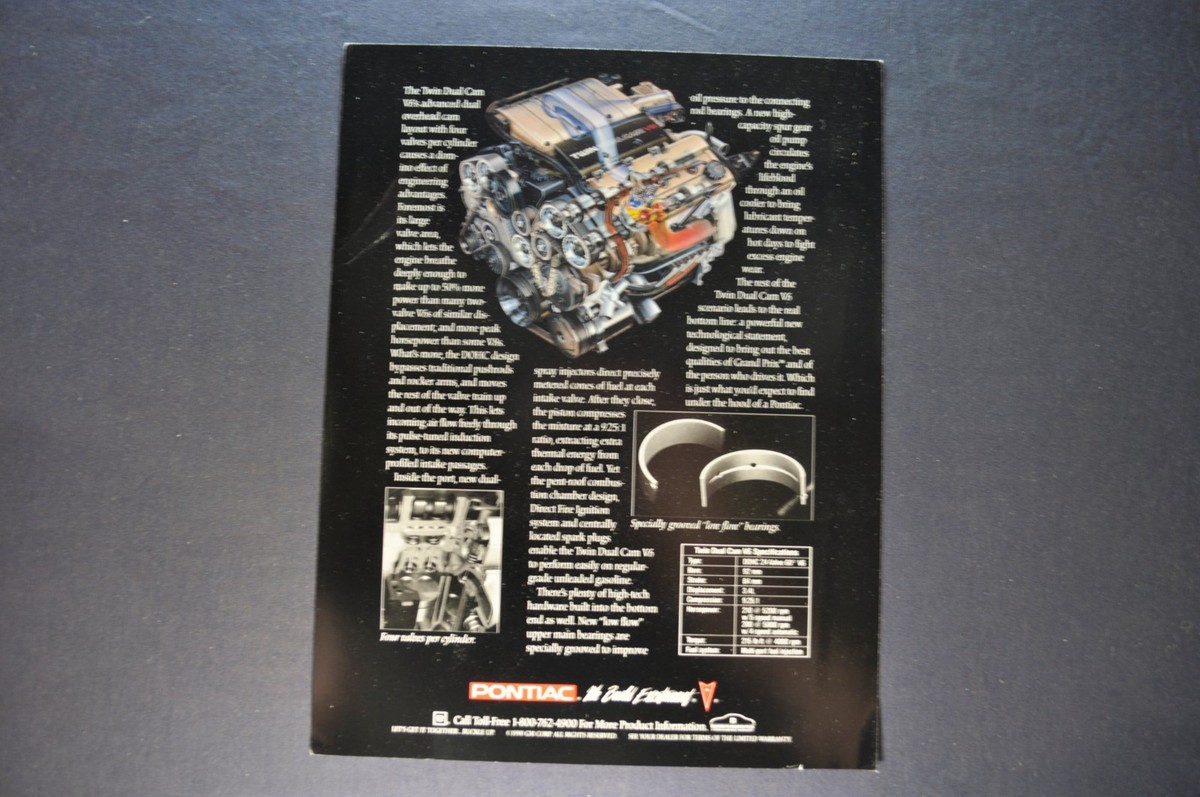 1990 Pontiac Grand Prix Twin Dual Cam V6 Sales Brochure Sheet Nice