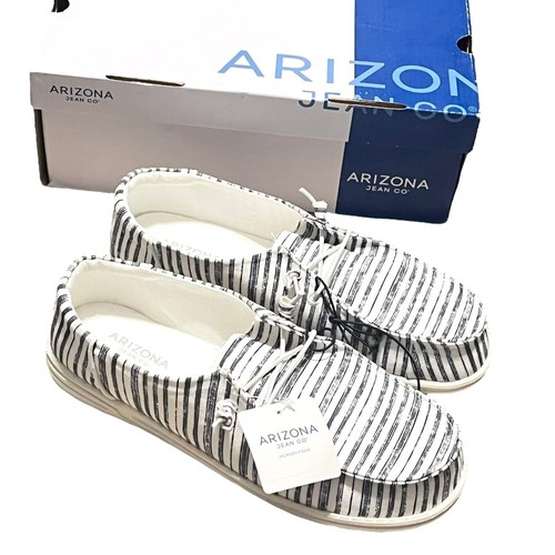 Arizona Jean Co AZ Flipa Loafer SHOES Womens 10M Gray Stripe White Slip On Box - 第 7/7 張圖片