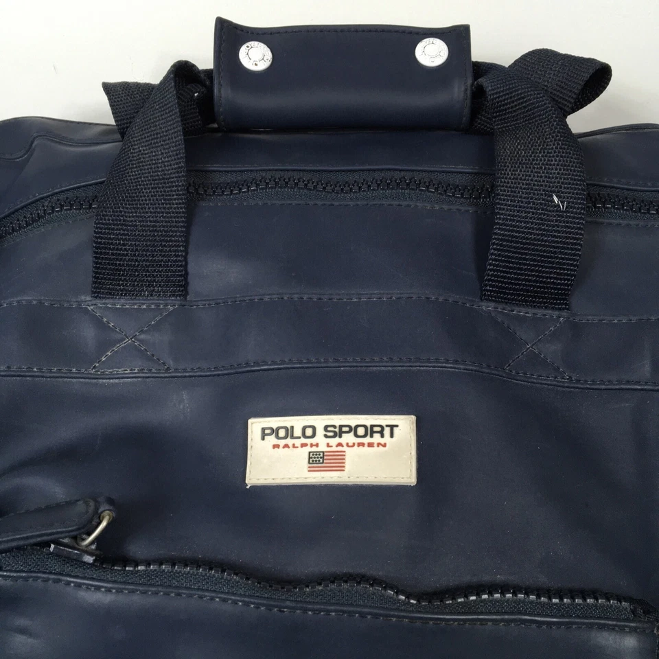 Polo Sport Ralph Lauren Vintage Años 90 Lona Gimnasio Vinilo PVC Bolso Azul Marino Foto 2 de 4