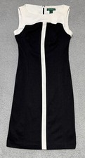 Ralph Lauren Black & White Color Block Sheath Dress Size 4 Stretch