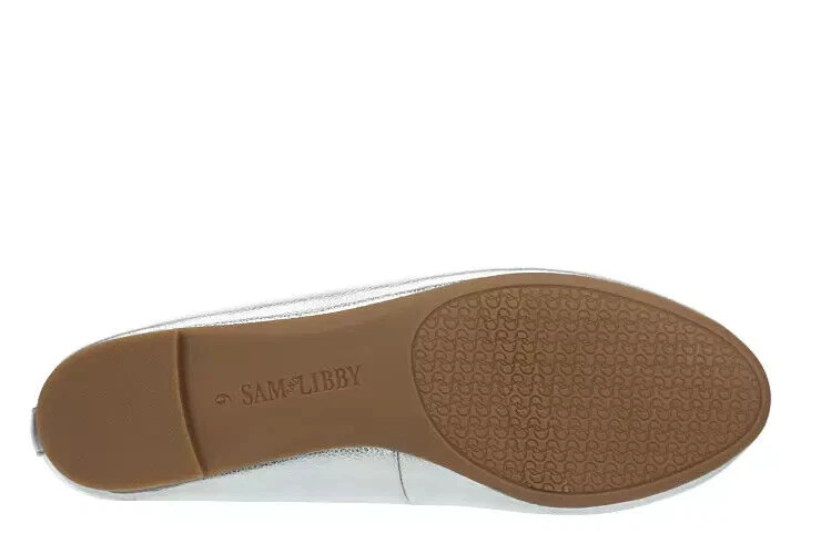 Sam and Libby Coy 2 Zapatos Ballet Sin Cordones Planos Plateados Metálicos Para Mujer 10 NUEVO Foto 3 de 4