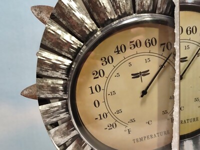 48'' Exhart Outdoor Galvanized Garden Stake Thermometer - Metal Flower - NEW