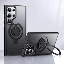 For Samsung Galaxy S24 Ultra S23 Mag Safe Magnetic Stand Case w/ Silicone Ring