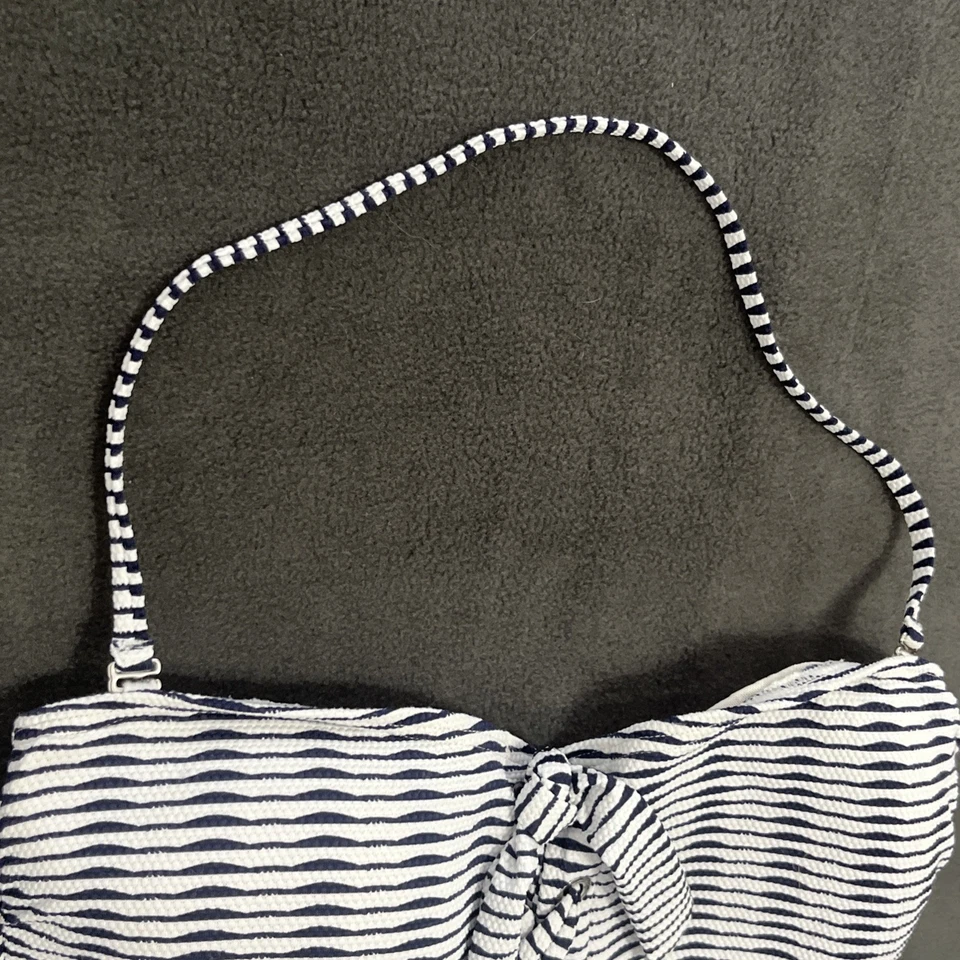 Купальник женский Tommy Bahama 6 цельный сине-белая полоса морской с бретелью через шею бант - Изображение 3 из 4