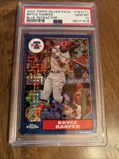 2022 TOPPS SILVER PACK 1987 CHROME BLUE REFRACTOR BRYCE HARPER PSA 10