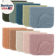 Muslin Burp Cloths 20" X 10", Pack of 10 - Large, 6-Layer, Ultra Absorbent 100 