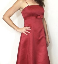David’s Bridal Red Tea Length Dress Size 2 Wedding Prom Cocktail Party Dress
