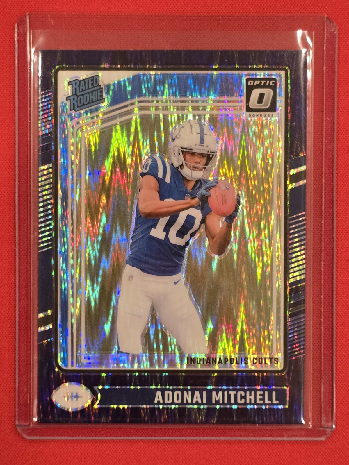 2024 Panini Donruss Optic - Rated Rookie Adonai Mitchell #203 Purple Shock Prizm
