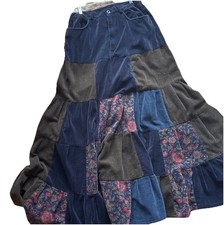 41 RARE VTG Ralph Lauren Patchwork Velvet Tiered Maxi Skirt 12 Floral Perfect