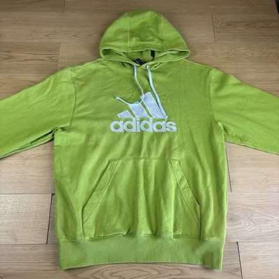Adidas Y2K Embroidered Spellout 3 Stripes Logo Hoodie Pullover Lime Green Medium
