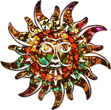 Unique Sun Metal Wall Art Outdoor Decor or Indoor Decor Multicolor and Rust Proo
