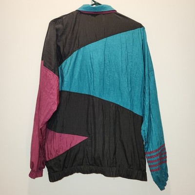 Vintage K Swiss Windbreaker Jacket Full Zip Nylon Large Colorblock