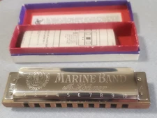 Vintage Hohner Marine Band 1896 Harmonica Key of A Germany w/Original Box