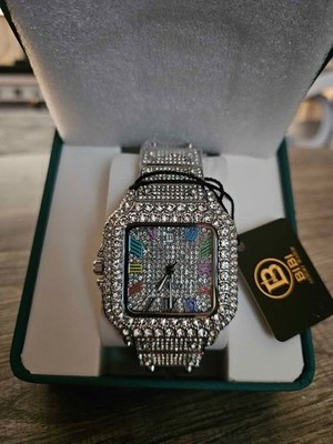 ICED OUT BIBI LUXURY WATCH   Rainbow Roman Dial - AAA Cubic Zirconia