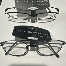  2 PAIRS  125 Magnivision Titanium Men's Black Reading Glasses MSRP 28.00 ea
