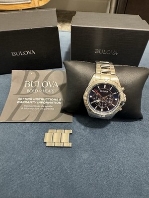 Bulova Men's Blue Chronograph Stainless Steel Watch 96A215 - Worn 1 Time
