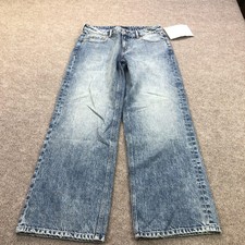 Aeropostale Wide Leg Jeans Womens 6R Blue Light Wash 100 Cotton Denim