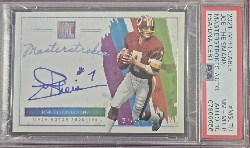 2021 Impeccable Masterstrokes Joe Theismann Auto /25 PSA 8/10