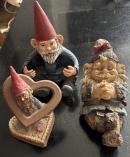 Lot of 4 Vintage Resin Gnomes valentines elves gnomes 1x Barney Heart Gnome