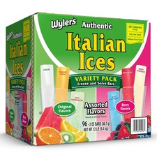 Wyler's Authentic Italian Ice, Fat Free Freezer Bars, 96 Count Pack of 1