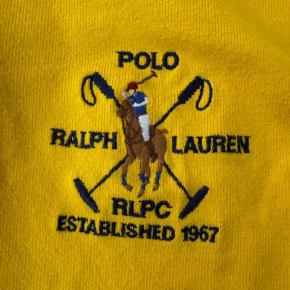 Polo Ralph Lauren Vintage RLPC 67 Big Pony Polo Equestrian Shirt Yellow Mens L - Image 4 of 4