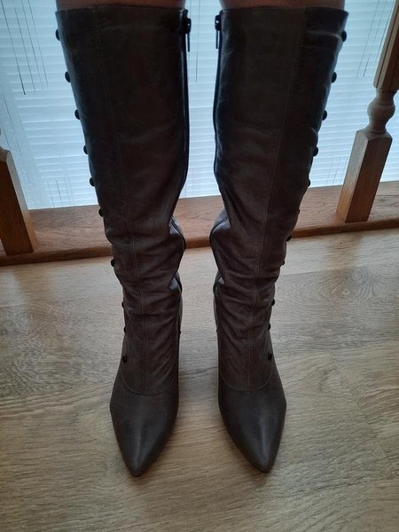 Women Dune Boots Grey Leather 37