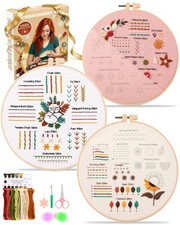 3 Pack Beginner Embroidery Kit  Cross Stitch Kits for Adults, Needles  Tool...