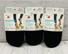Hanes Stylessentials Massaging Foot Covers 6 Pair Seamless Black Shoe Size 9-12