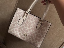 Coach Pink/Beige Signature Logo Satchel Zip T...