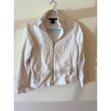 Ralph Lauren Womens White Full Zip Hoodie Jacket Pony Logo Large - READ