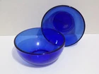 Vintage Anchor Hocking Vibrant Cobalt Blue Cereal Bowls 6" Round Set of 2