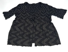 Issey Miyake me Cauliflower Printed Short Sleeve Cotton Pleated Blouse OS