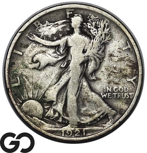1921 Walking Liberty Half Dollar, Scarce Lower Mintage Choice FINE+ Key Date!