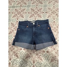 Levis Girlfriend Shorts Dark Wash Cuffed Denim Size 10 Girls Stretch 82566493672