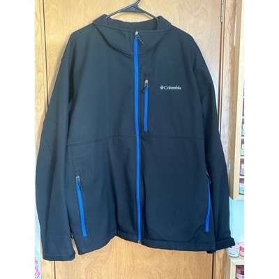 Columbia Mens Ascender Softshell Jacket Black Blue Zip 3X