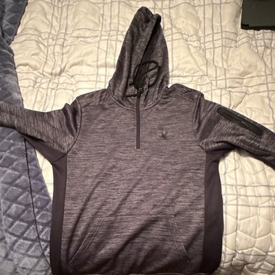 Spyder Active Men's Heather Gray Hooded 1/4 Zip Pullover Hoodie Size M
