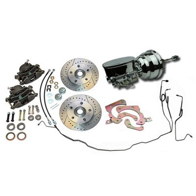 Disc Brake Conversion Kit Power Cross Drilled Chrome Booster 1955-57 Bel Air
