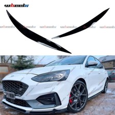 2Pcs Gloss Black Headlight Eyebrow Eyelid Lid Cover For Ford Focus Mk4 2019-2021
