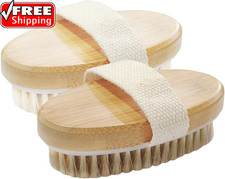 2 Pack Dry Brushing Body Brush for Lymphatic Natural Bristle Exfoliating with Ma