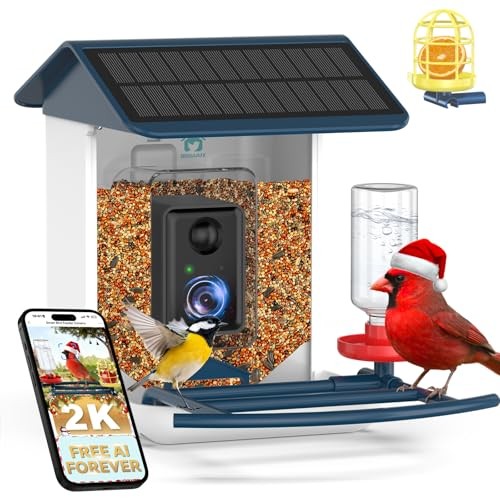 Bird Feeder with Camera-2K HD & Full Color Night Vision, Free BF002 Deep Blue