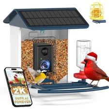 Bird Feeder with Camera-2K HD & Full Color Night Vision, Free BF002 Deep Blue