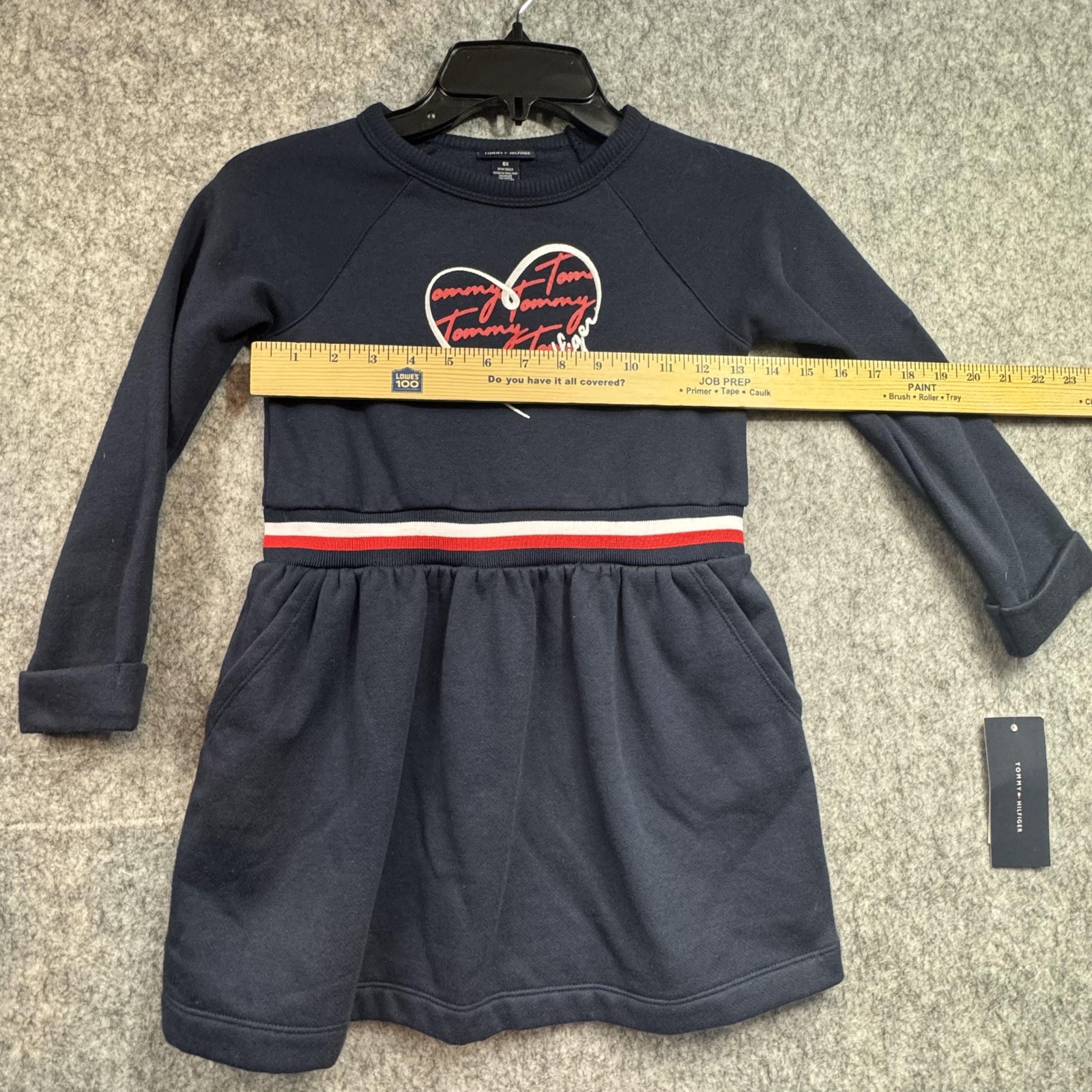 Tommy Hilfiger Sweater Dress Girls 6 Navy Heart Logo Fleece Long Sleeve Casual thumbnail 3