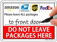 Secure Package Delivery Sign - Rust-Free Aluminum, Pre-Drilled for Installing