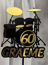 Personalised drum birthday two-layer acrylic cake toppers for drummer