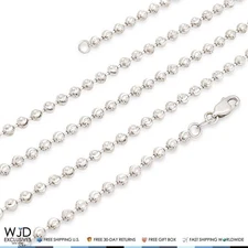 14K White Gold 3mm Moon-Cut Ball Chain (Solid Links) 24"-30"